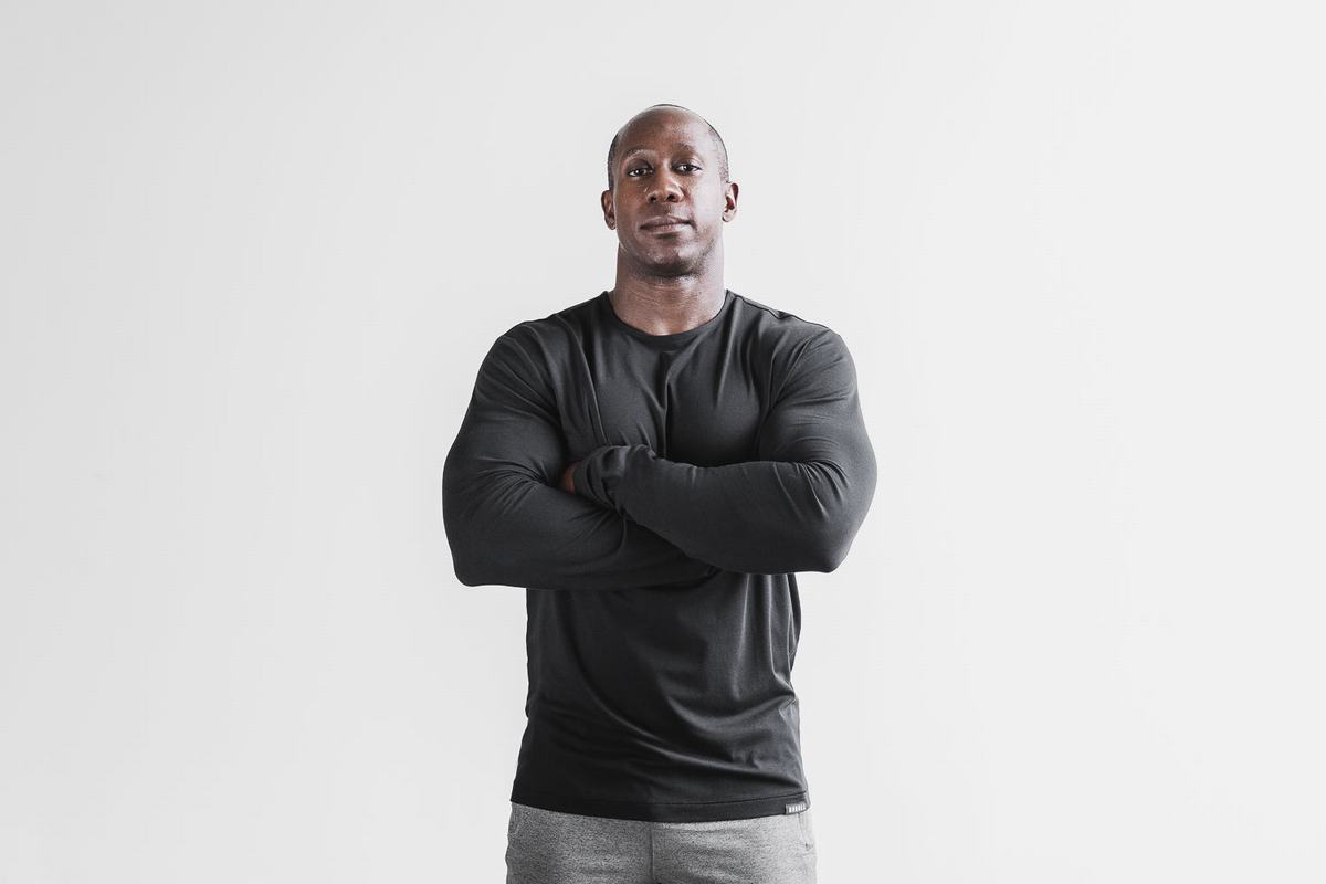 Nobull Lightweight Men\'s Long Sleeves Black | Australia (WK7061)